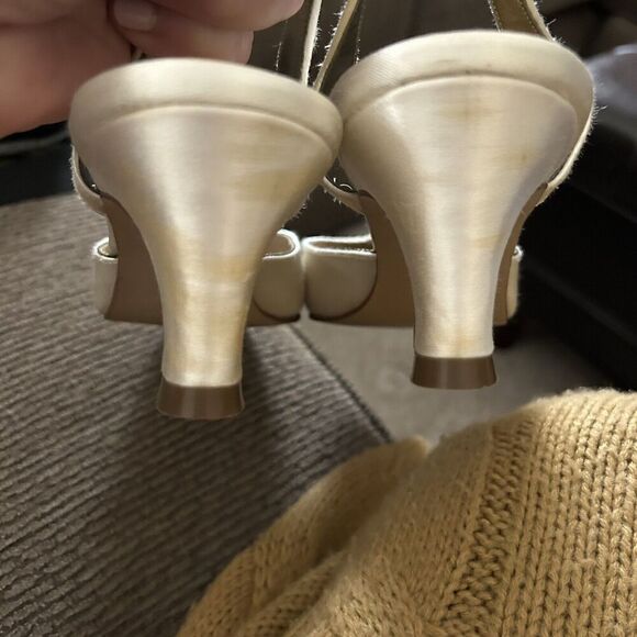 Night Life By Life Stride Womens Shoes White Fabric Cone Heels Size 7B #38014 - Picture 10 of 12